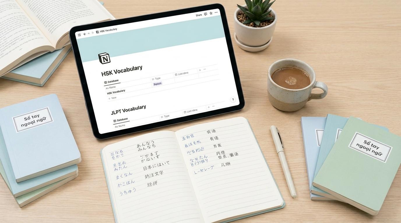 Cách xây dựng kho từ vựng HSK/JLPT trên Notion cực hiệu quả